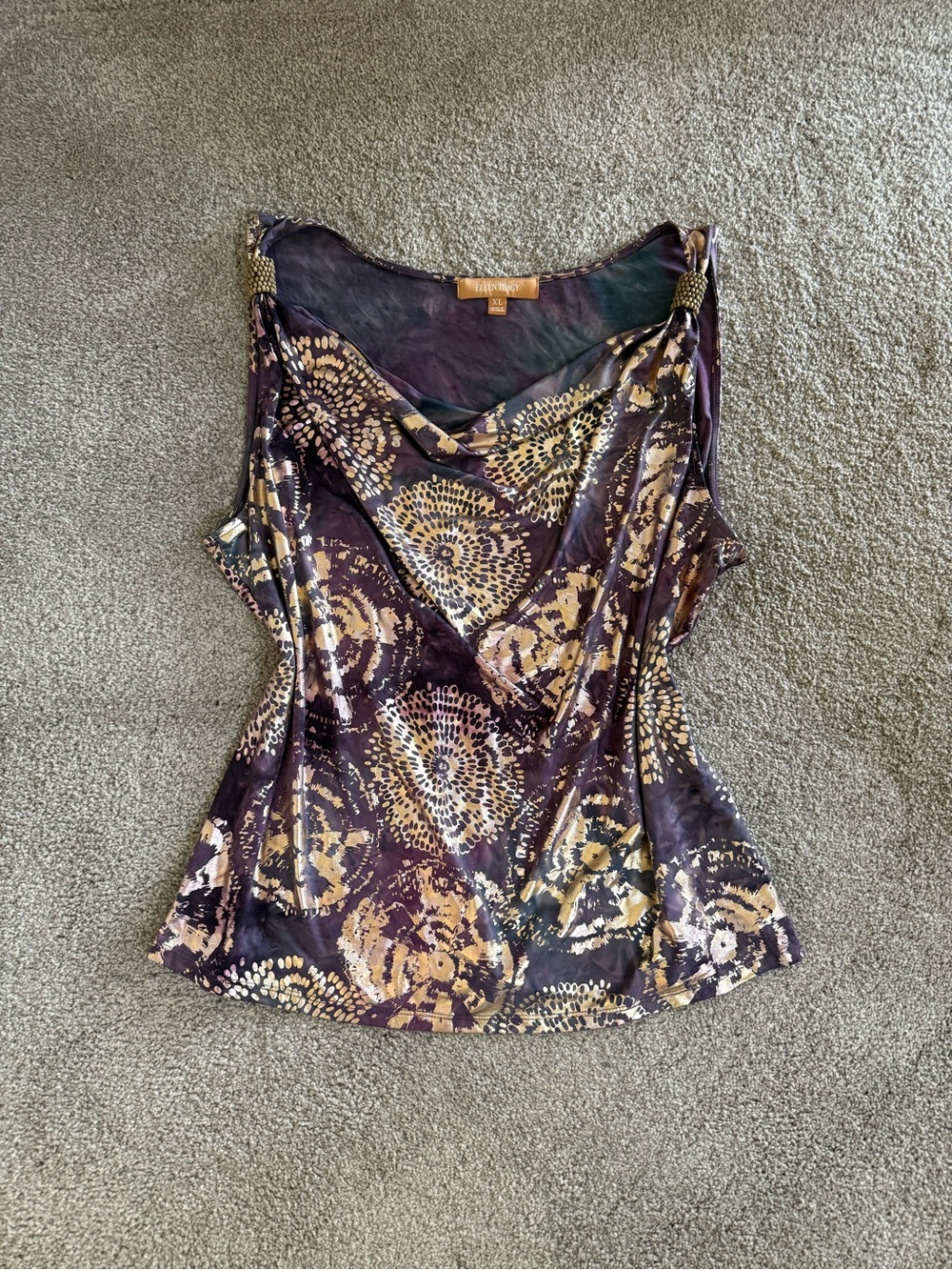 Purple & Gold Cowl Neck Top